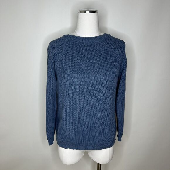 Lulu's Just For You Backless Knit Pullover Sweater V Back Blue Oversize Size M - Picture 1 of 7
